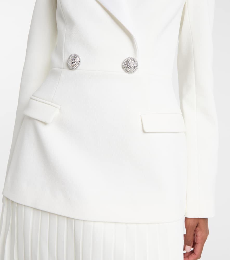 Rebecca Vallance Bridal Atlas Pleated Blazer Dress In White