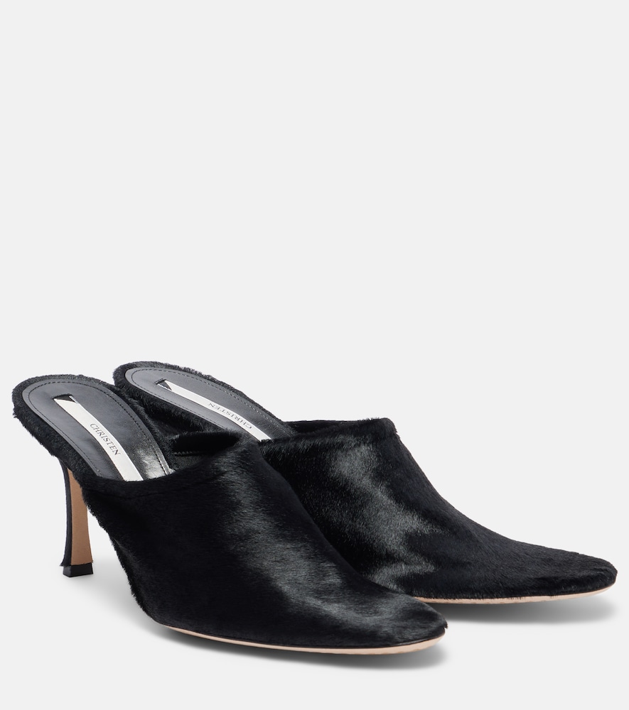 Christen Elipse 75 calf hair mules
