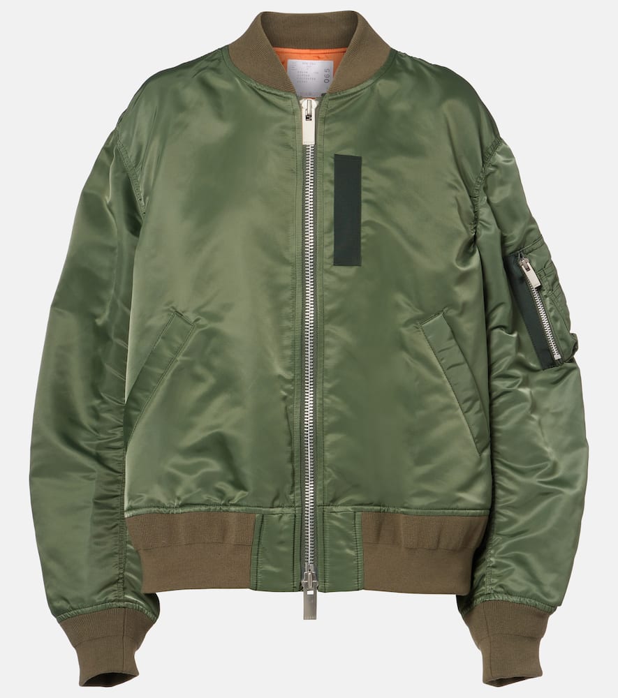 Sacai Technical Twill Bomber Jacket In Green