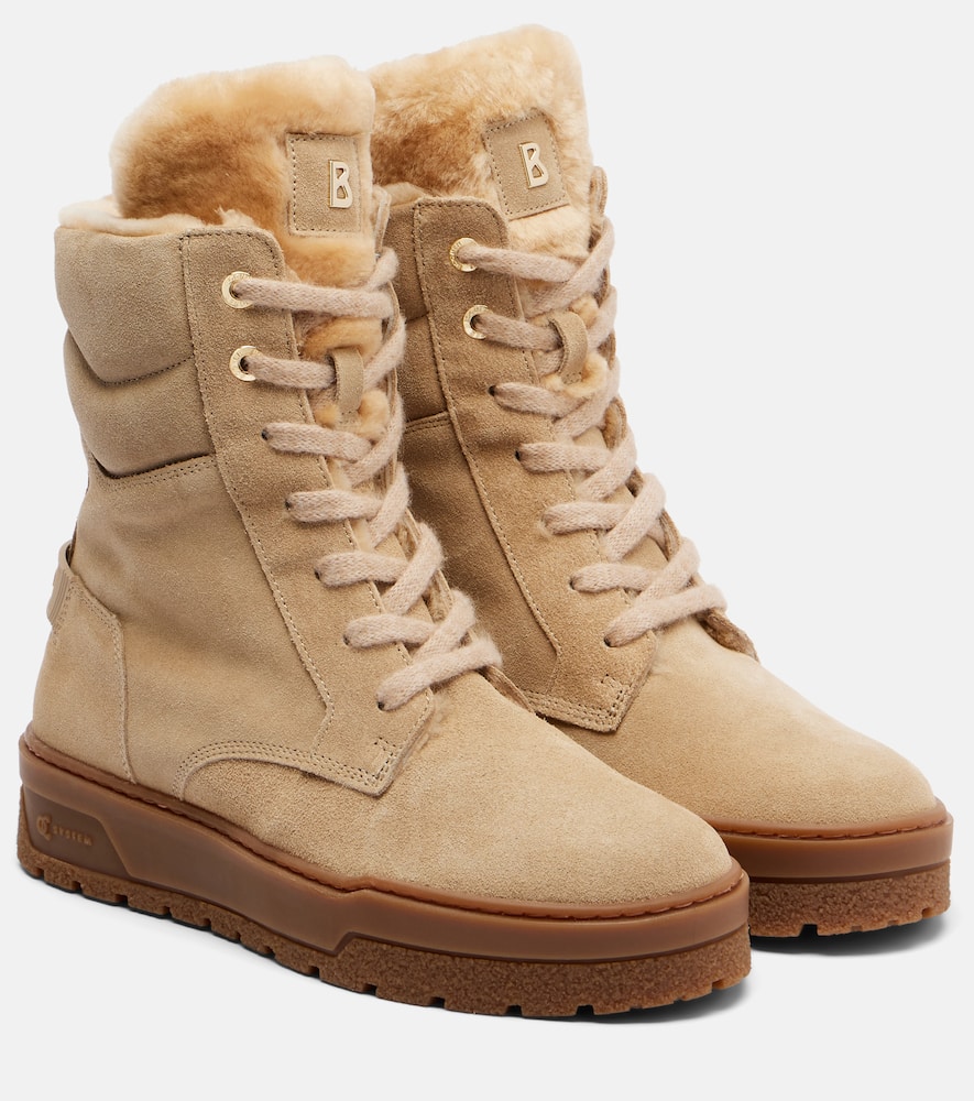 Bogner Calgary Shearling-lined Suede Lace-up Boots In Brown