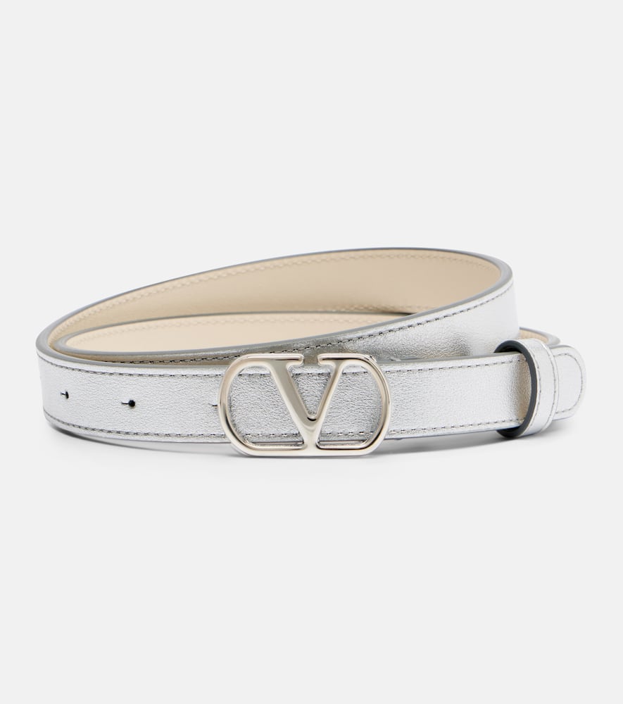 Valentino Metallic Leather Belt In Metallic