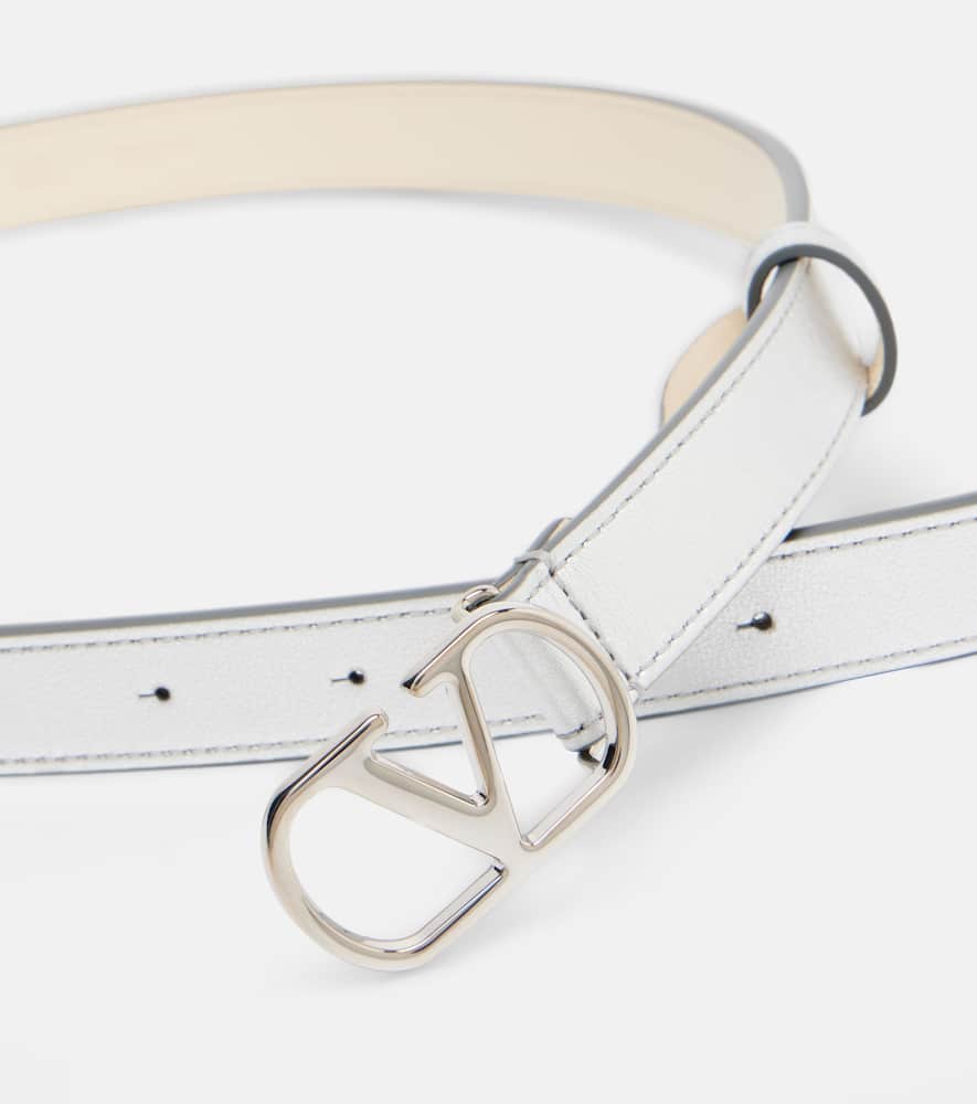 Valentino Metallic Leather Belt In Metallic