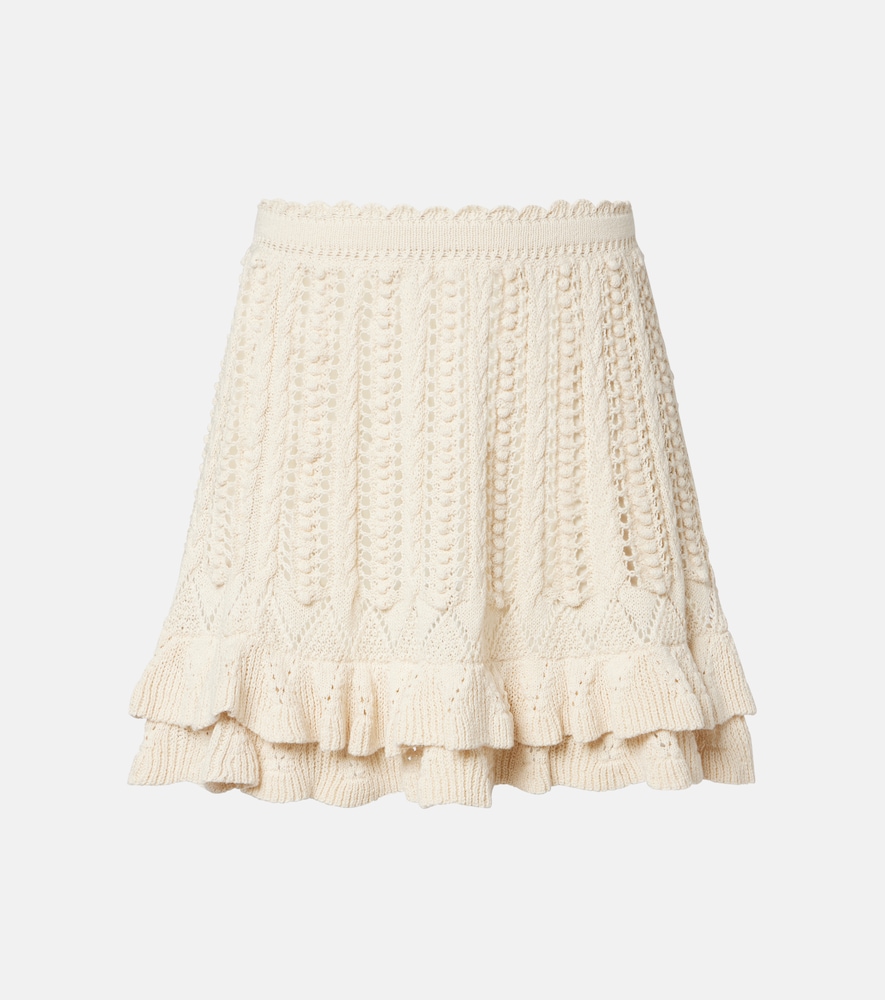 Marant Etoile Women's White Nelle Cotton Crochet Miniskirt Uk Size 14