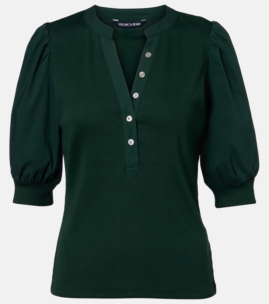 Veronica Beard Coralee Knitted Cotton Blend Top