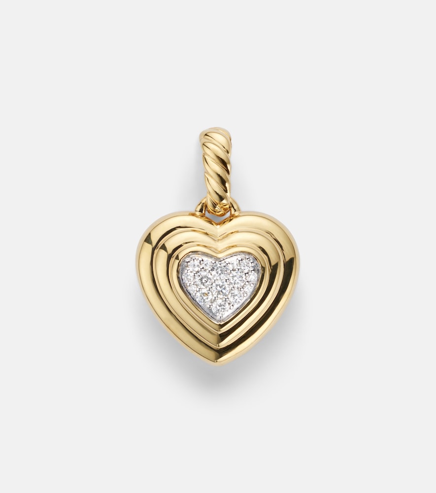 David Yurman Puffy Heart Amulet 18kt gold pendant with diamonds
