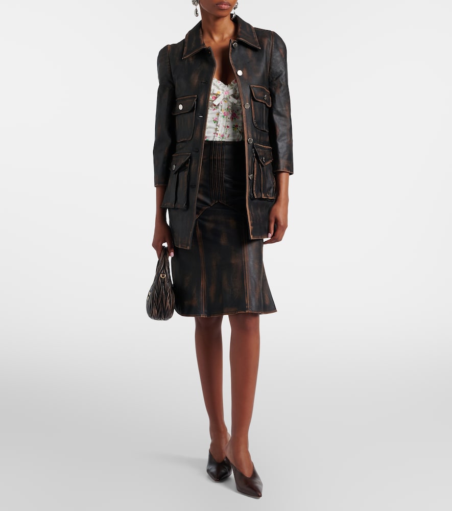 Shushu/Tong Leather midi skirt