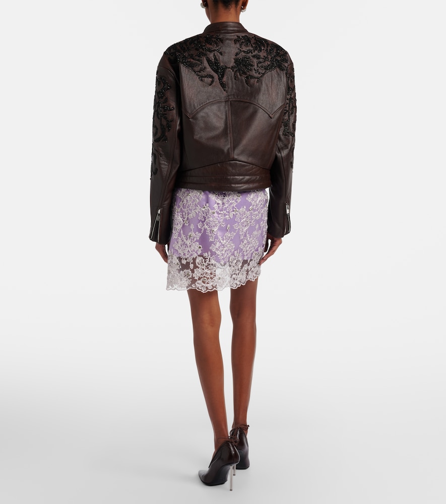  Jacques Wei Jacques Wei Embellished Lace Miniskirt 