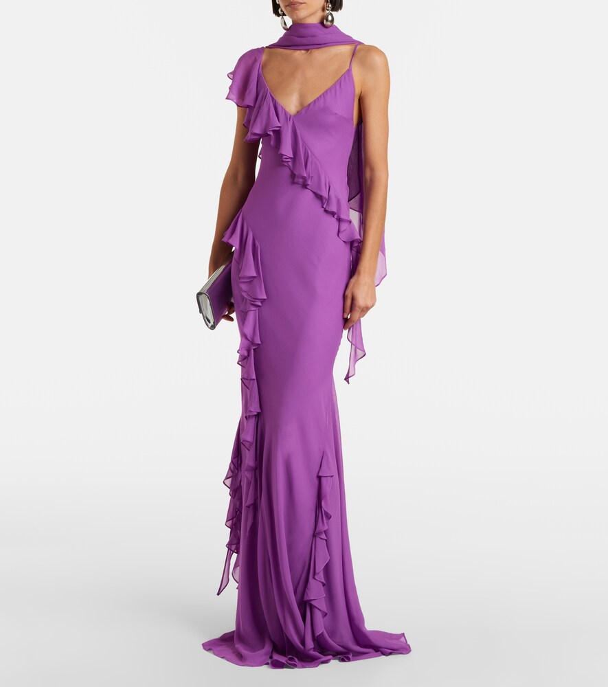 De La Vali Mayara ruffled georgette gown