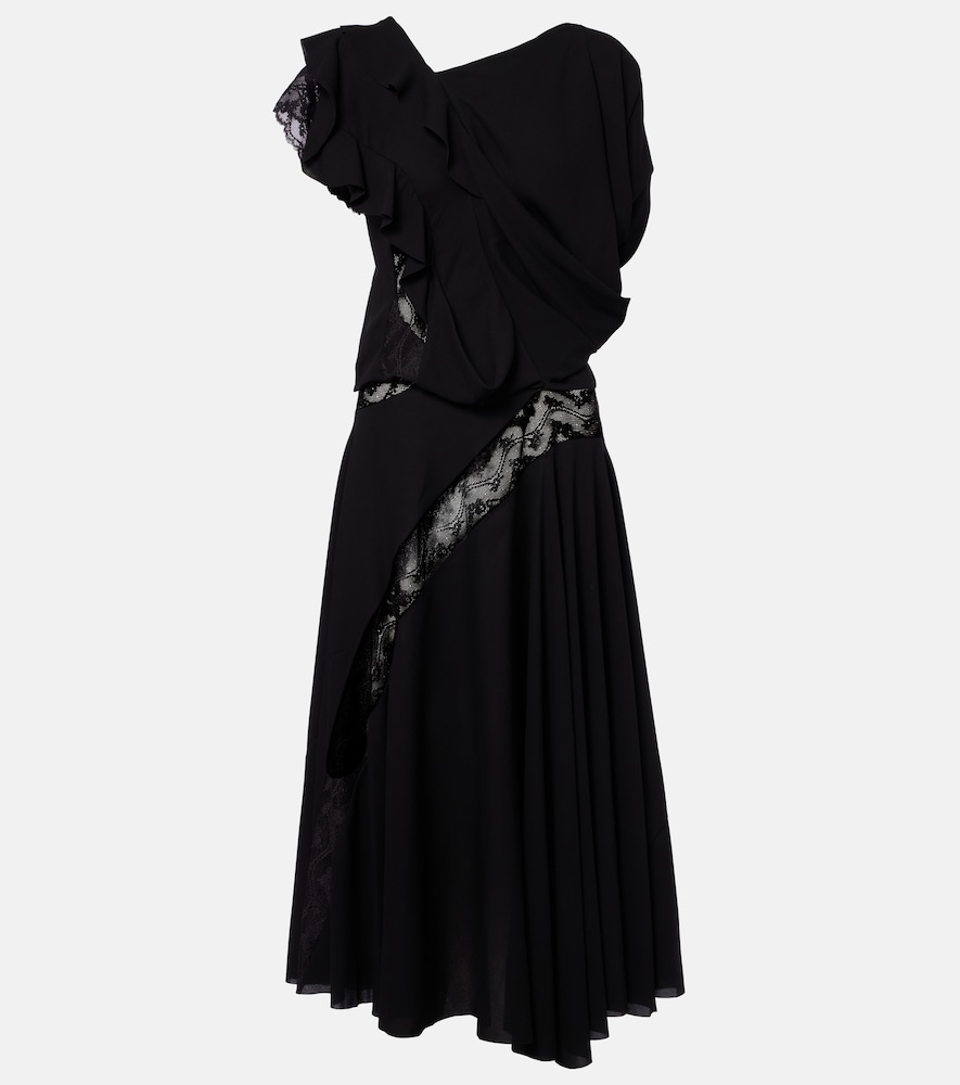 Junya Watanabe Asymmetric lace-trimmed midi dress