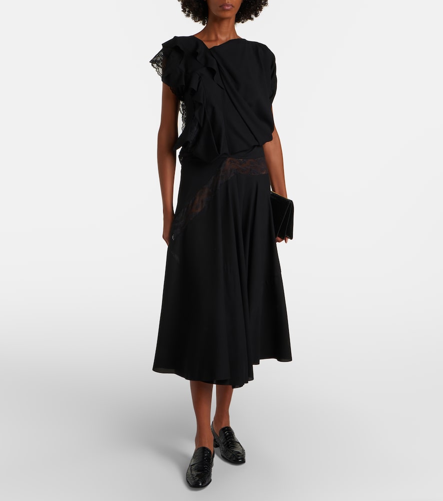 Junya Watanabe Asymmetric lace-trimmed midi dress