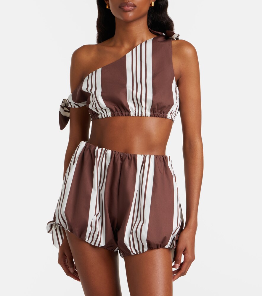 Posse Rosie asymmetric striped cotton crop top
