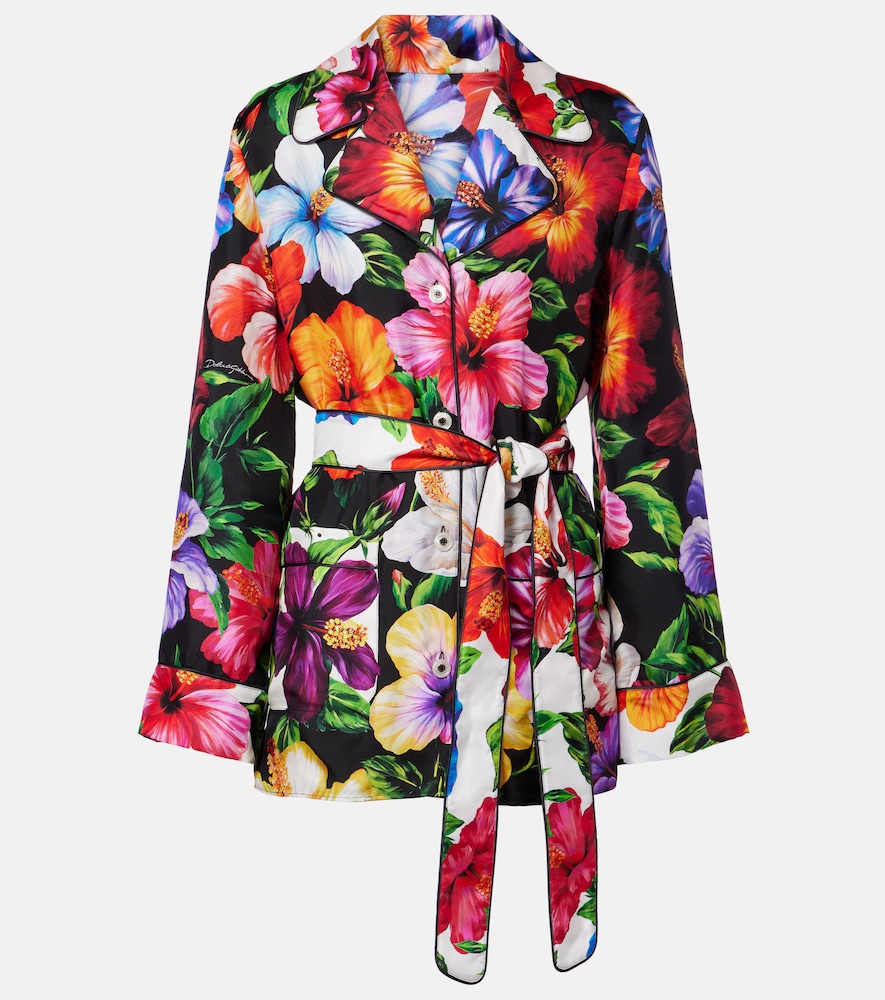 Dolce & Gabbana Floral belted silk shirt