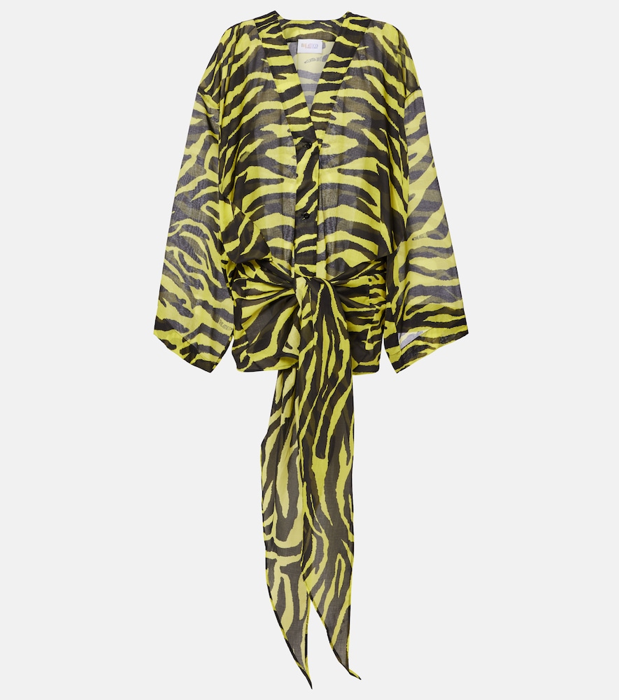 The Attico Animal-print cotton muslin minidress