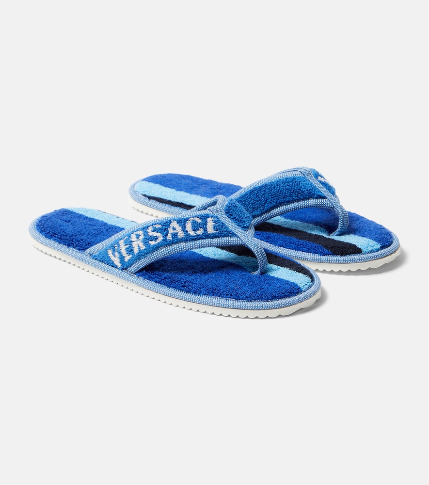 Versace Home Ciabatte in spugna di cotone a righe