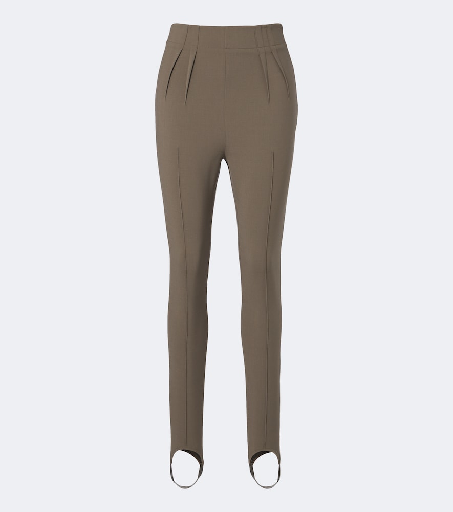 Mugler Wool-blend Stirrup Leggings In Green
