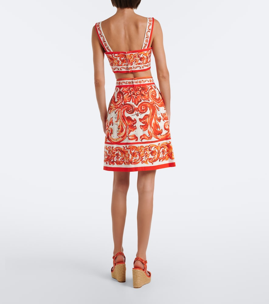 Dolce&Gabbana Majolica Cotton And Linen-Blend Miniskirt
