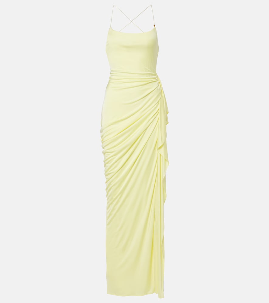 Versace Women's Yellow Medusa Draped Jersey Gown UK Size 4 - Mytheresa