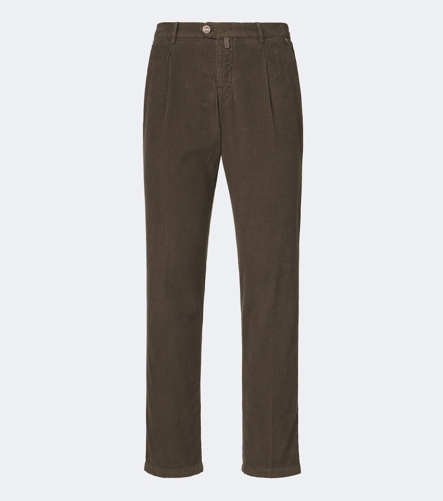 Kiton Cotton Corduroy Tapered Pants In Brown