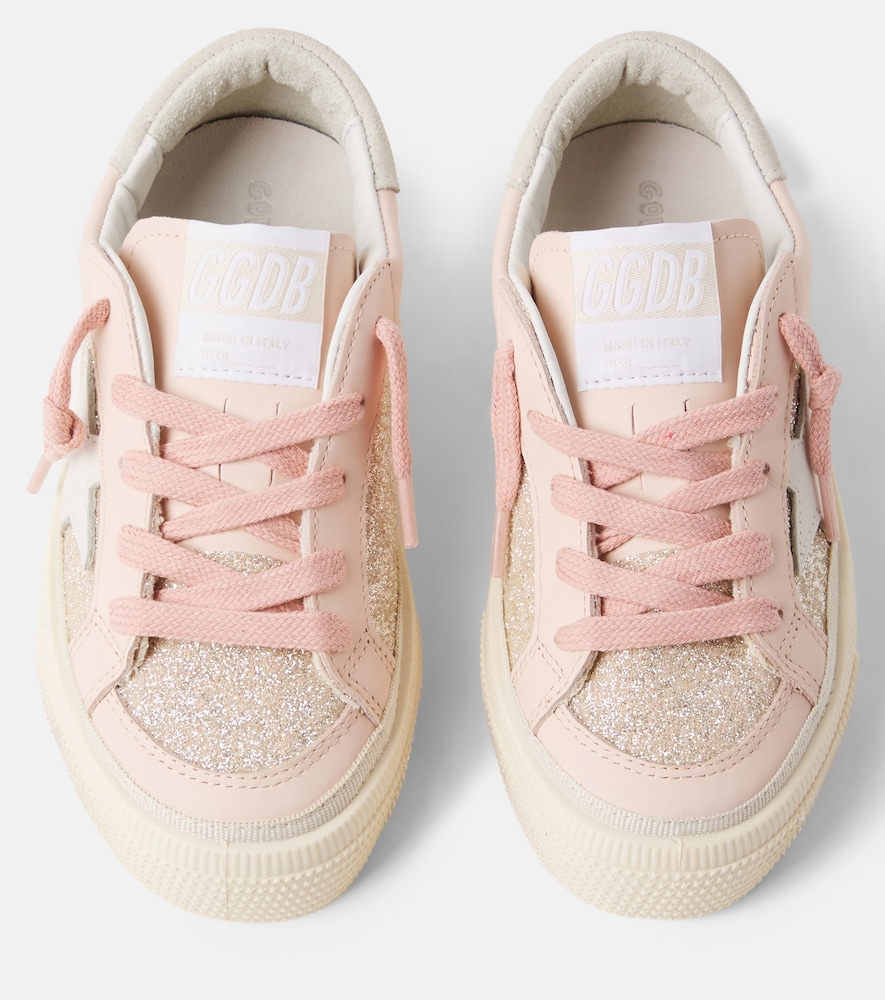  Golden Goose Kids Golden Goose Kids May Glitter Leather Sneakers 