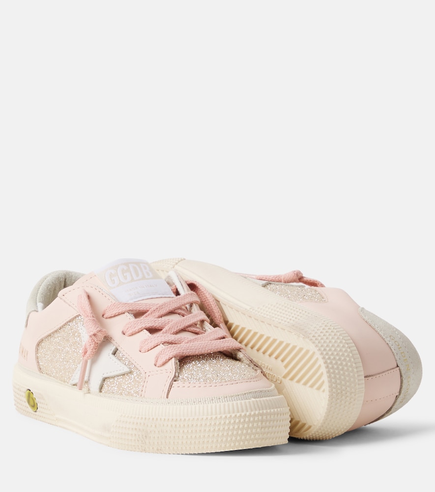 Golden Goose Kids Golden Goose Kids May Glitter Leather Sneakers 