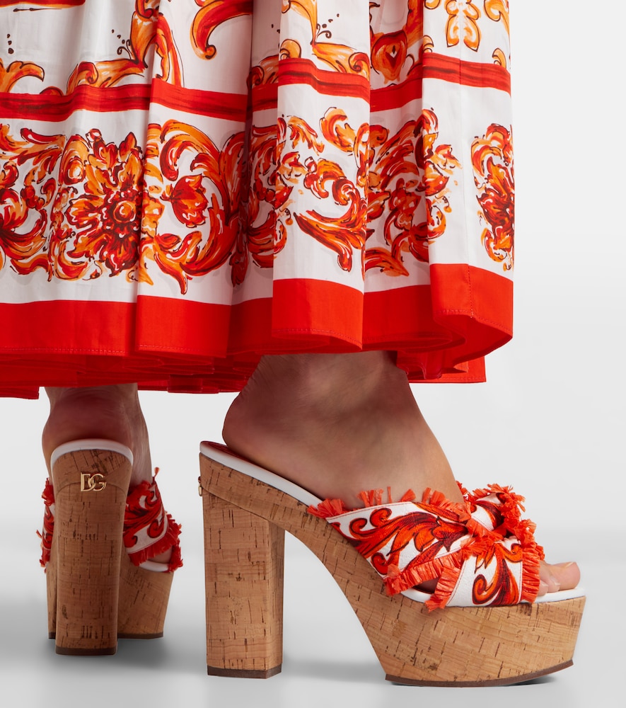 Dolce&Gabbana Majolica Brocade Platform Sandals
