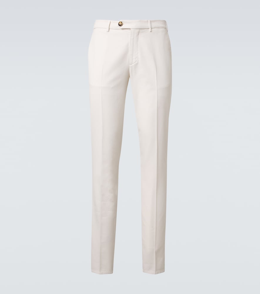 Brunello Cucinelli Men's White Cotton Gabardine Slim Pants UK Size 36 - Mytheresa