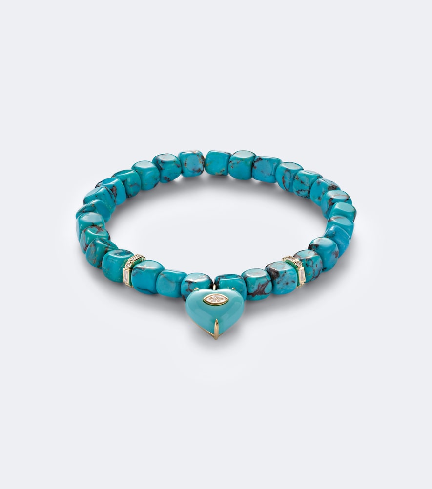 Armband mit 14kt Gelbgold, Türkis und Diamanten