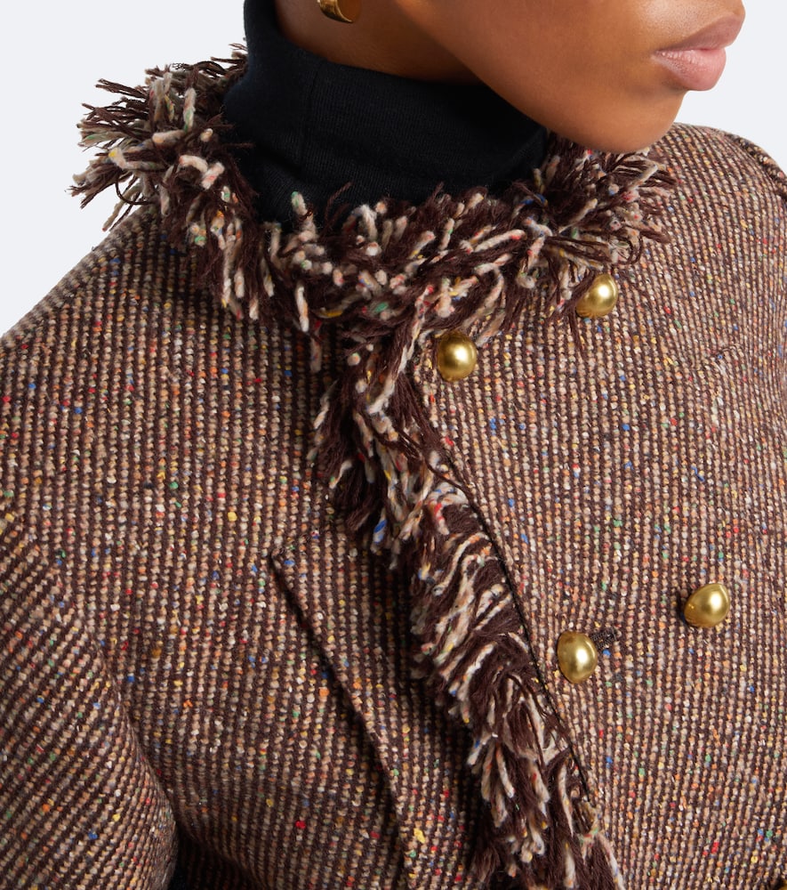 Fringed Tweed And Denim Jacket