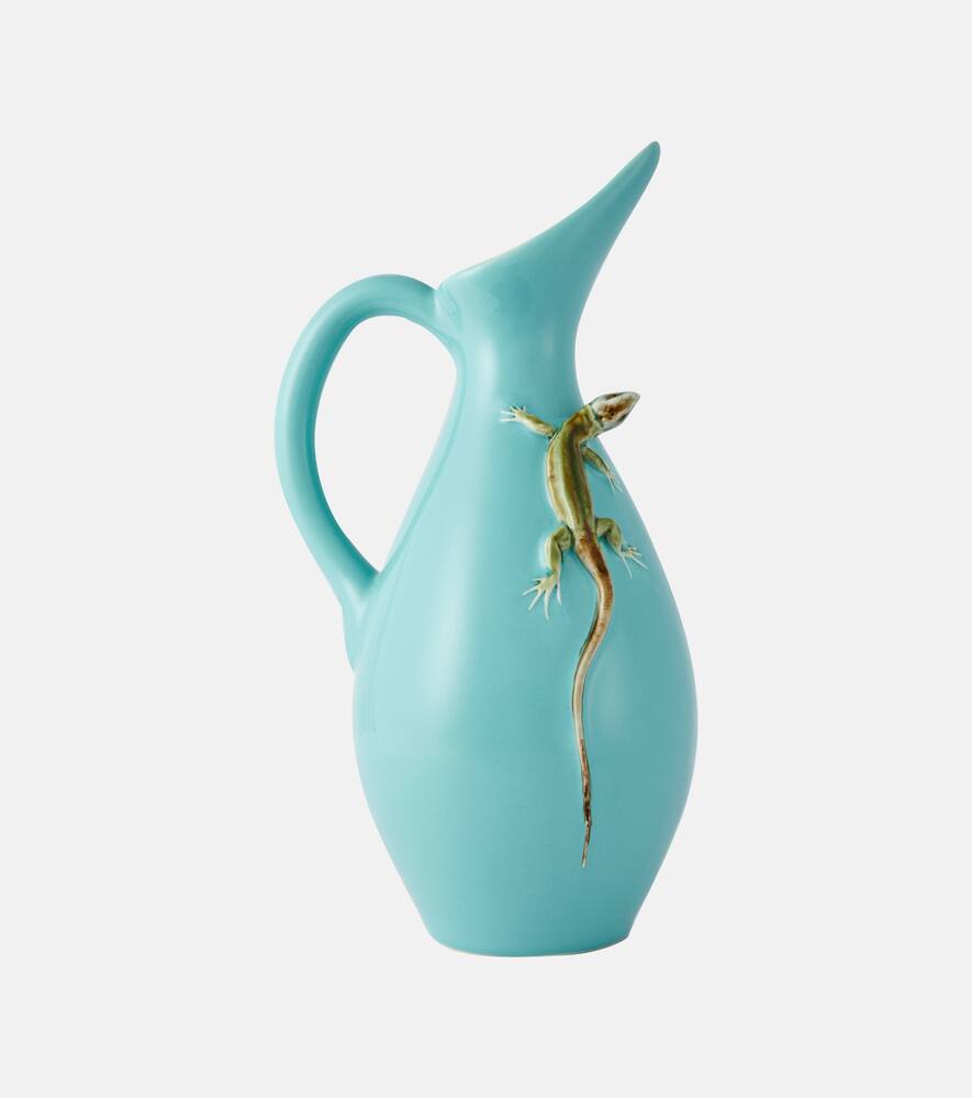 Bordallo Pinheiro Jarro Com Lagartixa Ceramic Vase