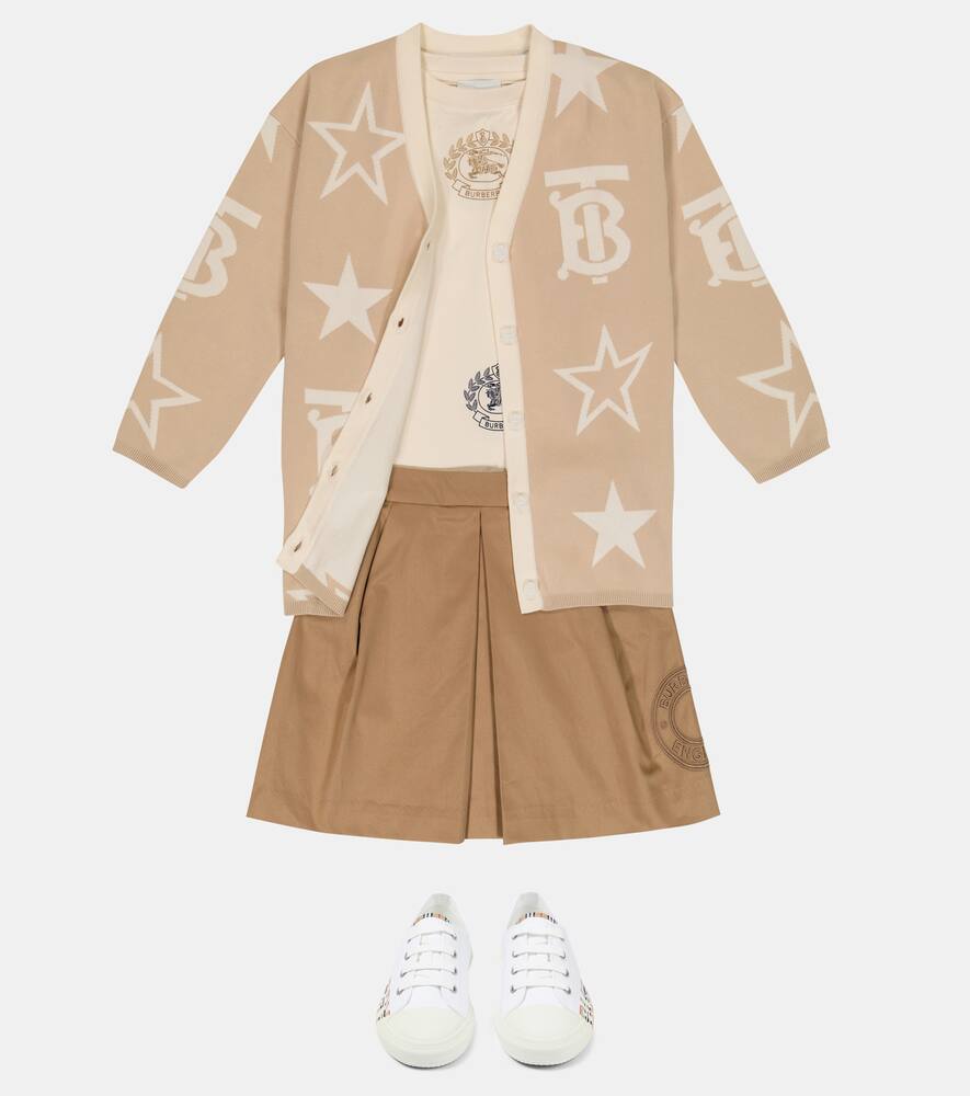 Shop Burberry Tb Monogram Jacquard Cotton-blend Cardigan In Almond Beige Ip Pat