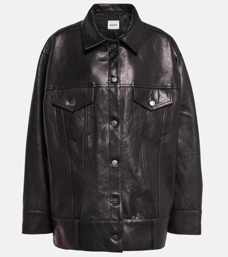 The Grizzo Jacket in Black Leather with Grommets– KHAITE