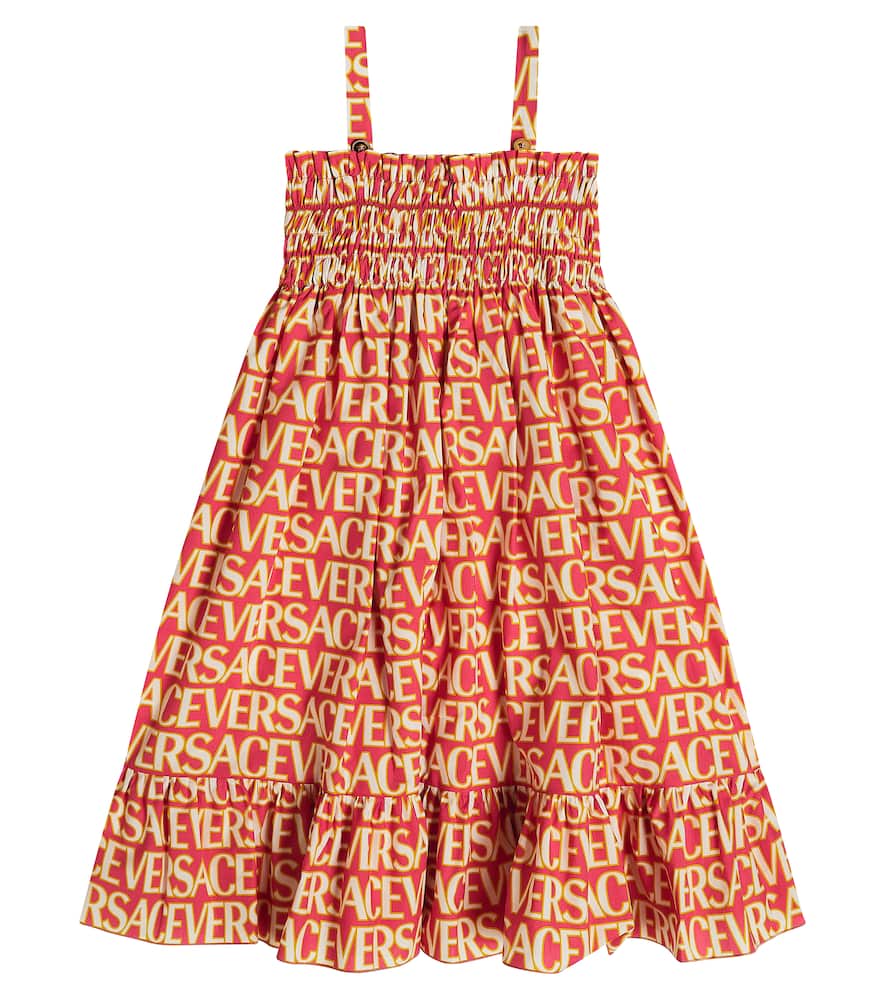 Versace Printed Cotton Poplin Dress In Multicoloured