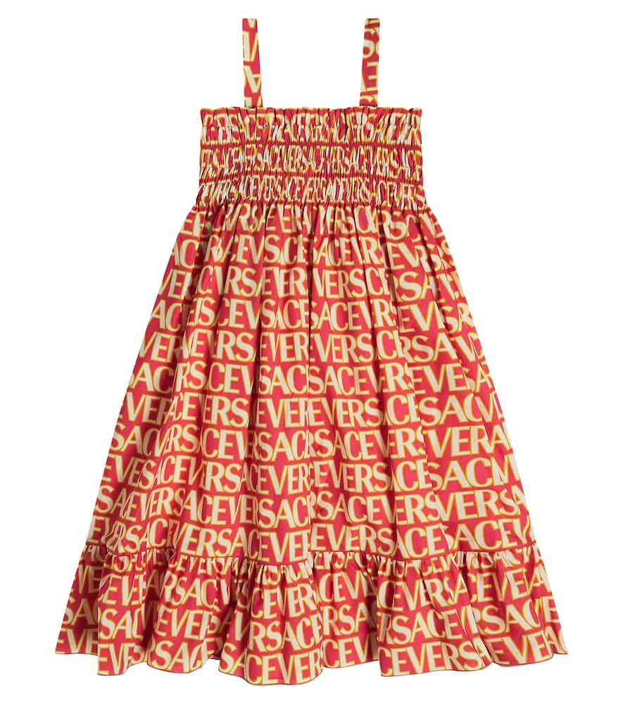 Versace Printed Cotton Poplin Dress In Multicoloured