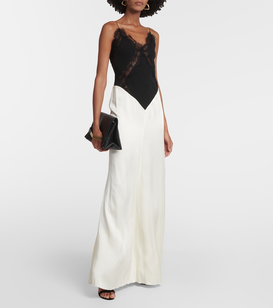  Victoria Beckham Victoria Beckham Robe Aus Satin Mit Spitze 