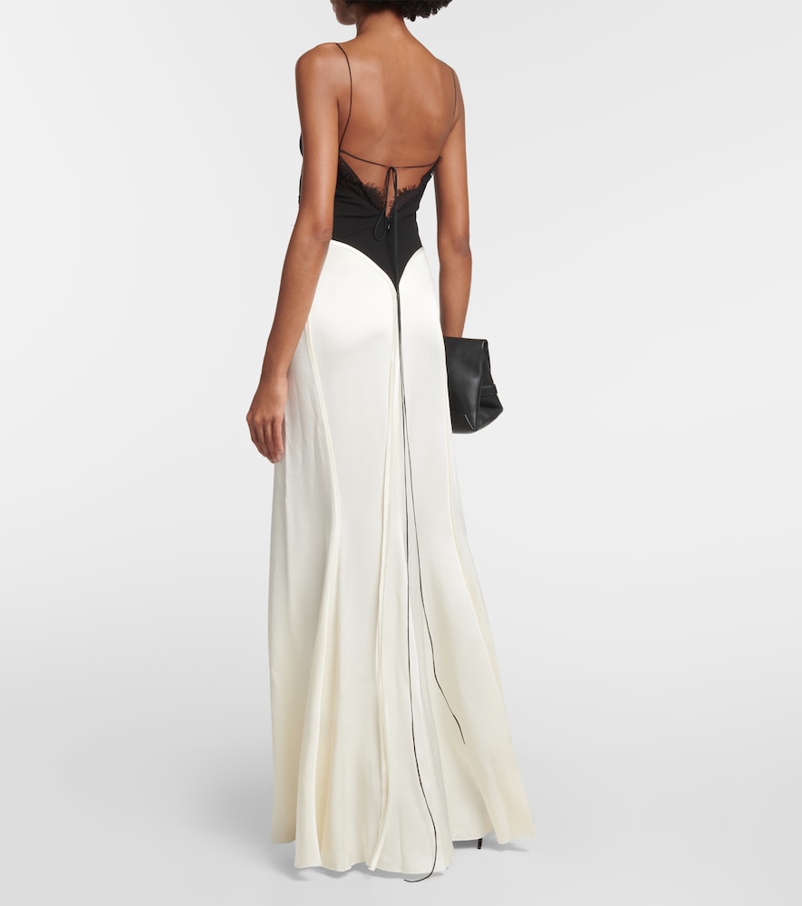  Victoria Beckham Victoria Beckham Robe Aus Satin Mit Spitze 