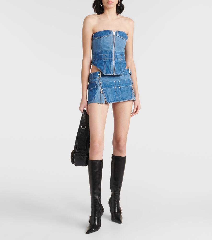 Shop Dion Lee Workwear Denim Corset Top In American Blue / Washed Blue