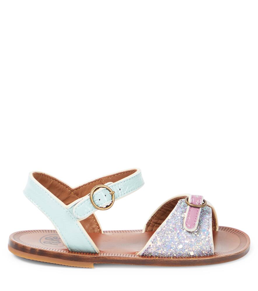 Pèpè Glitter Leather Sandals In Multicoloured