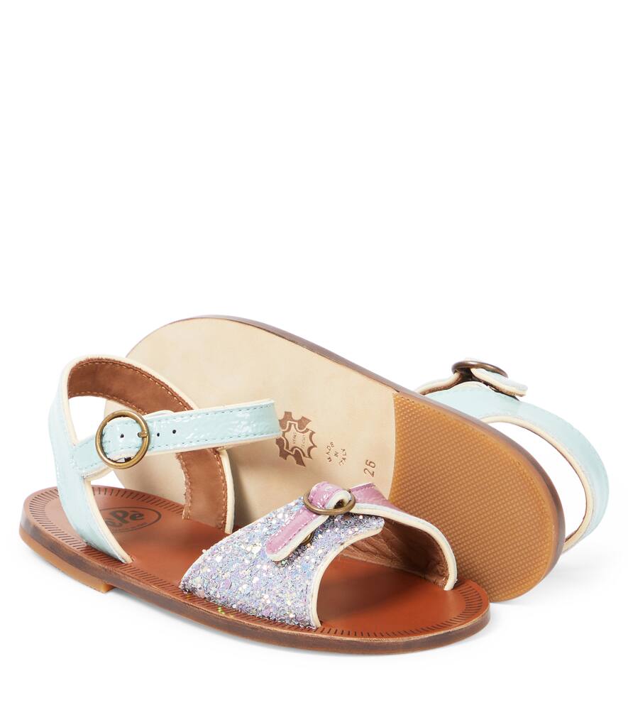 Shop Pèpè Glitter Leather Sandals In Multicoloured