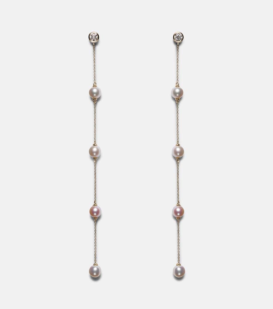 Mateo 14kt gold earrings with diamonds and pearls