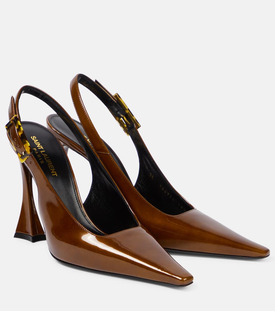 Dune patent leather slingback pumps