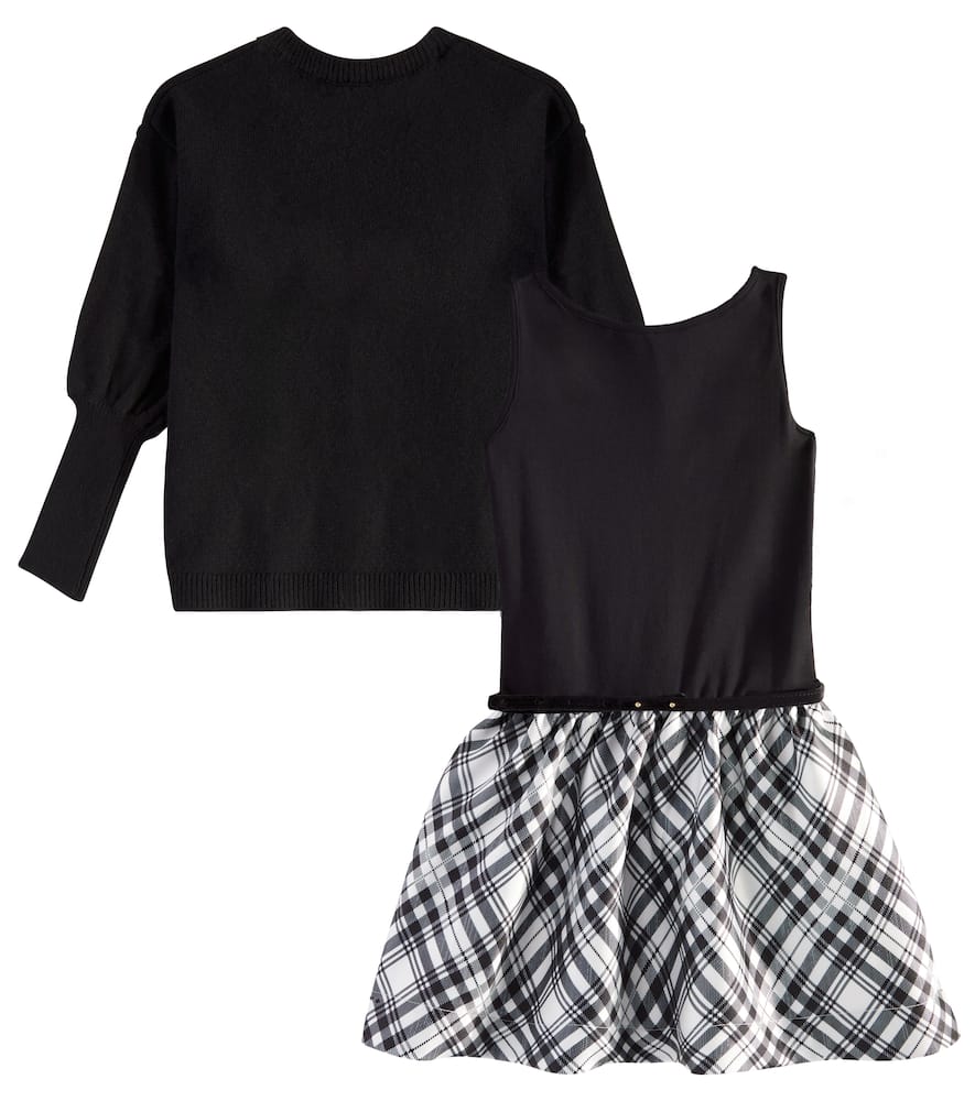 Monnalisa Belted Sweater Dress In Black