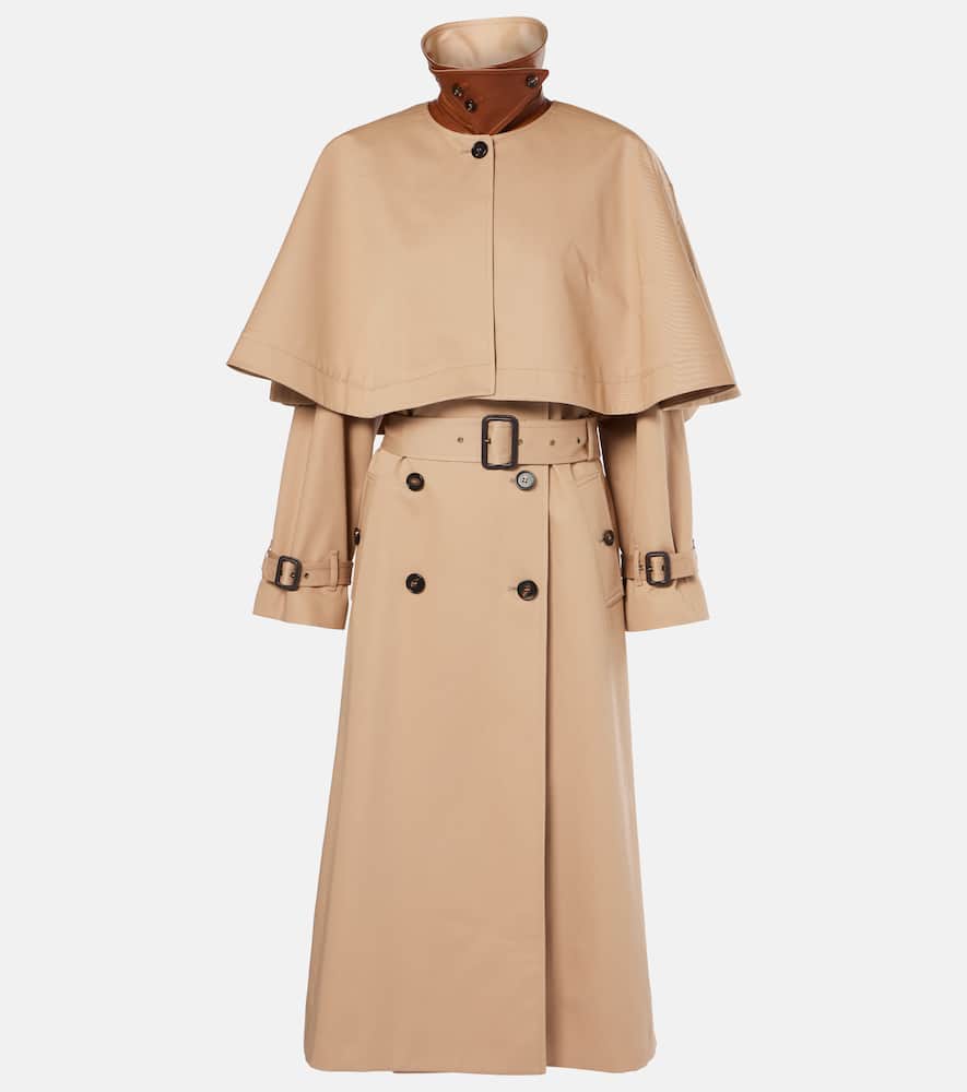 Chloé Classic Cotton Gabardine Trench Coat With Cape In Braun