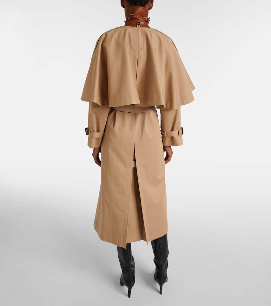 Chloé Classic Cotton Gabardine Trench Coat With Cape In Braun