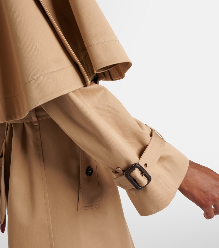 Chloé Classic Cotton Gabardine Trench Coat With Cape In Braun