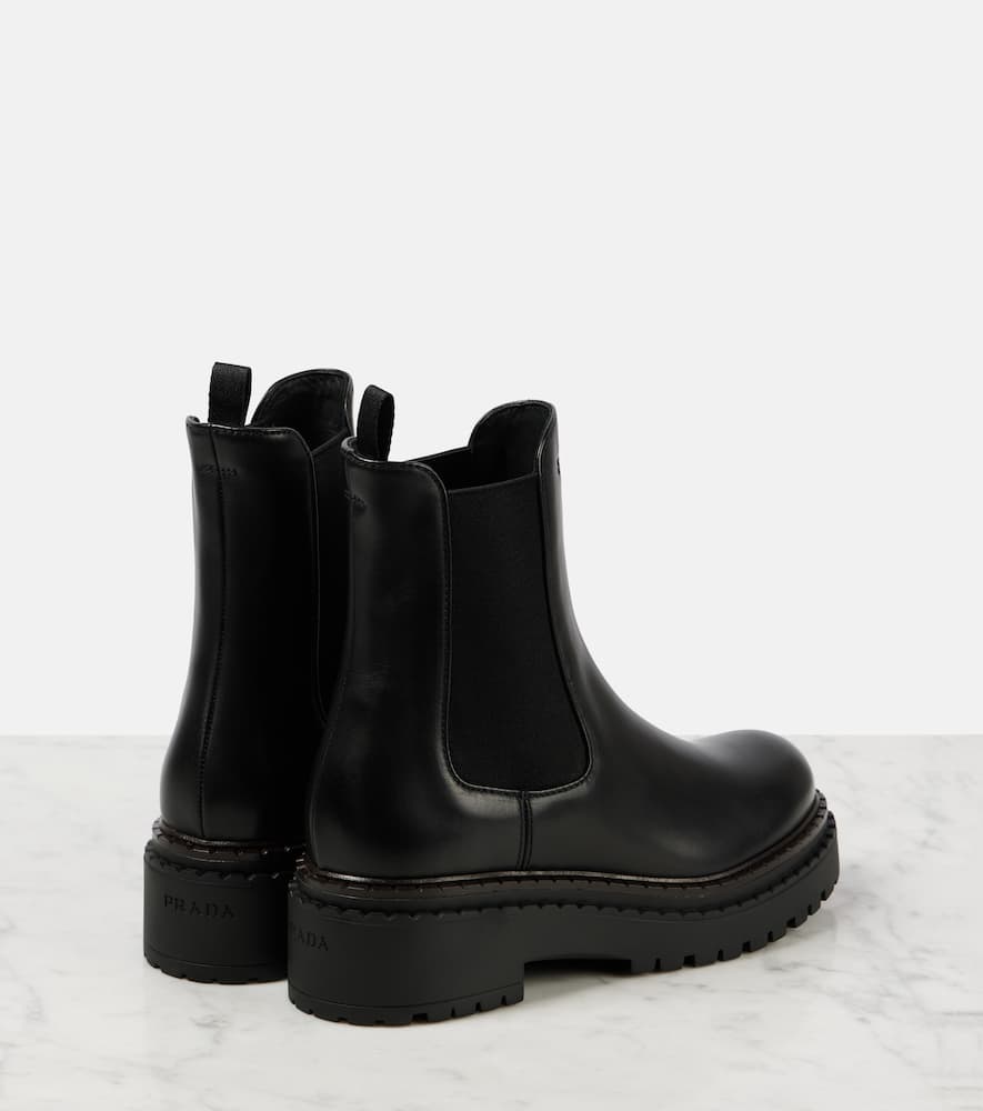 Prada Leather Chelsea Boots In Black