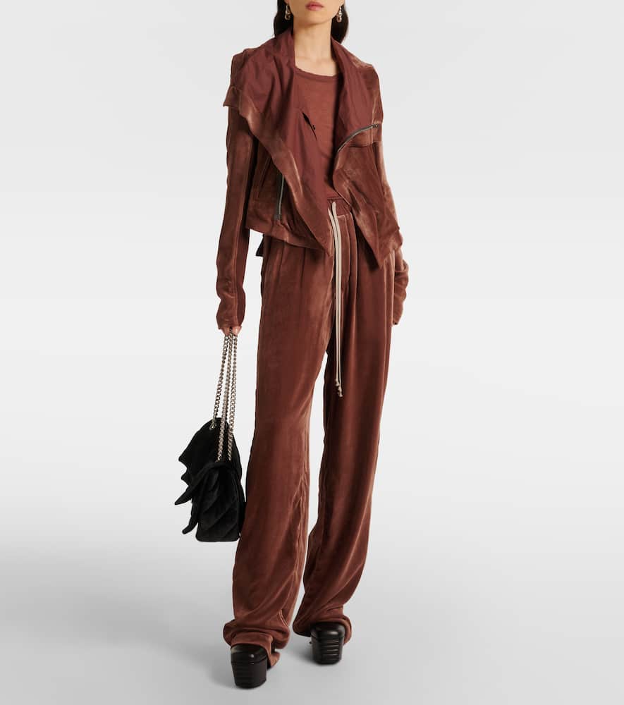 Rick Owens Velvet Jacket In Brown