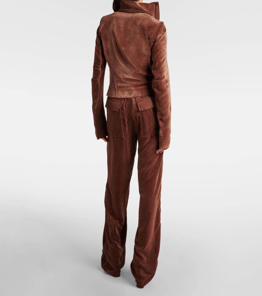 Rick Owens Velvet Jacket In Brown