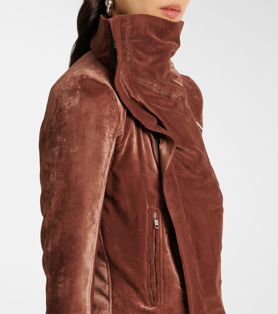 Rick Owens Velvet Jacket In Brown