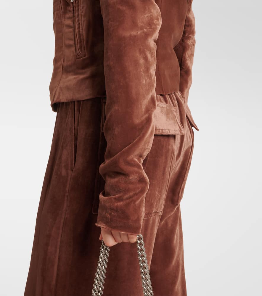 Rick Owens Velvet Jacket In Brown