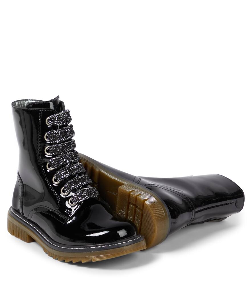 Pom D'api Sid Ranger Patent Leather Combat Boots In Black